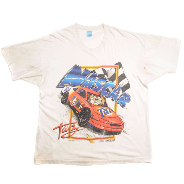 Vintage Nascar Taz Tee Shirt 1995 Size 2XL Made In USA. WHITE