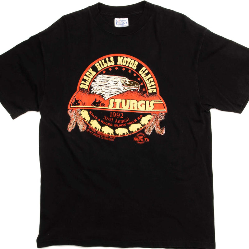VINTAGE STURGIS BLACK HILLS MOTOR CLASSIC TEE SHIRT 1992 SIZE MEDIUM MADE IN USA