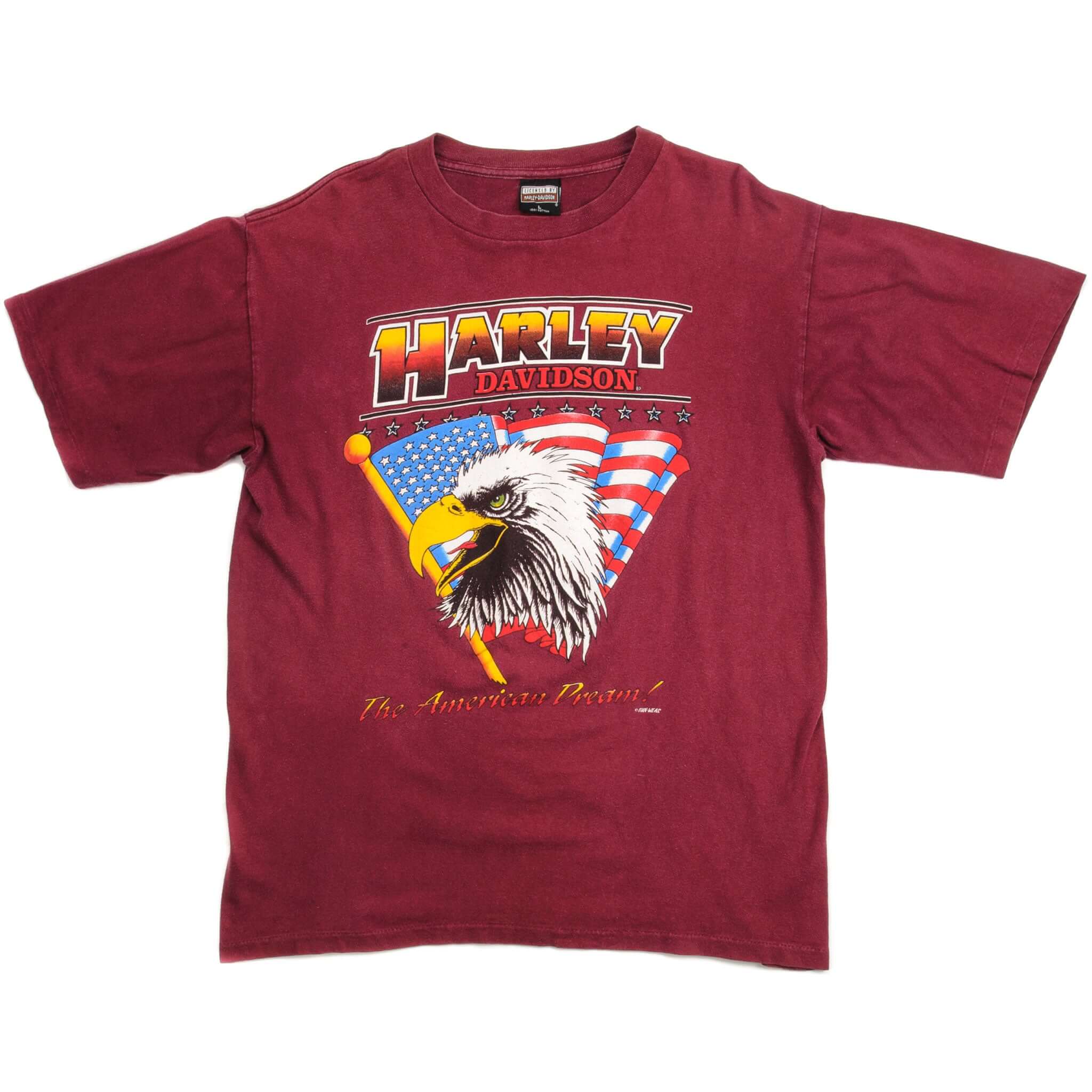 Vintage Harley Davidson The American Dream Tee Shirt Size Large Made In USA. RED