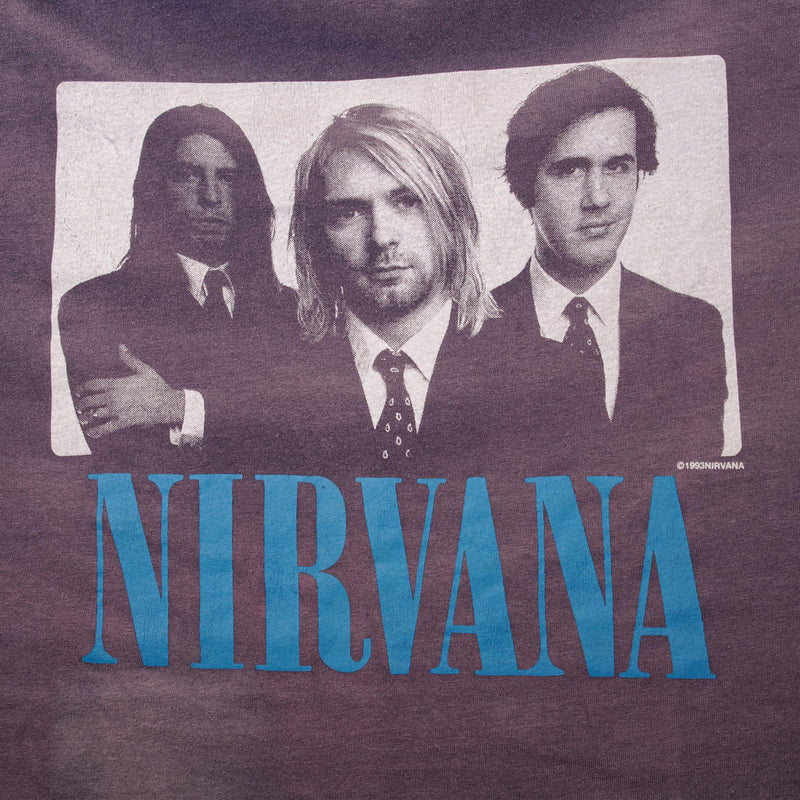VINTAGE NIRVANA TEE SHIRT 1993 SIZE XL MADE IN USA WITH SINGLE STITCH SLEEVES.