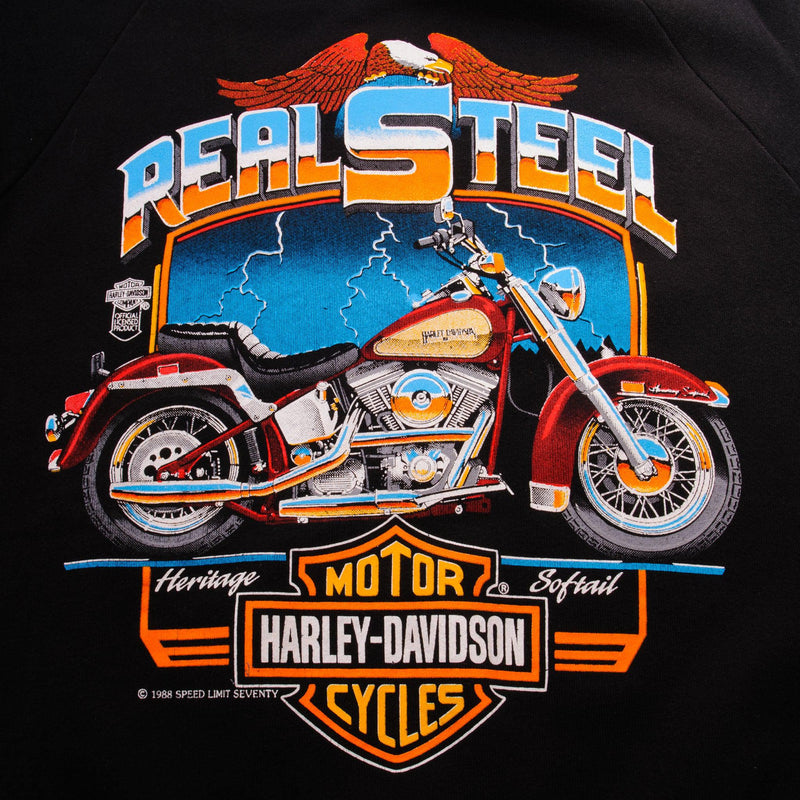 Vintage Harley Davidson Real Steel Sweatshirt Size Large 1988 Made In USA