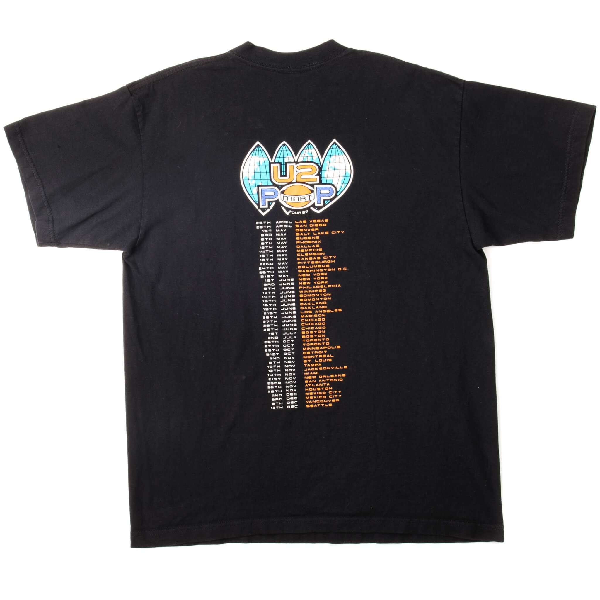 Vintage U2 Pop Mart Tour 97 Tee Shirt Size Large. BLACK