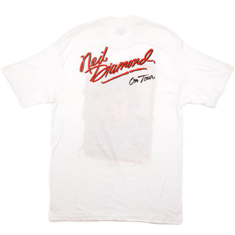 Vintage Neil Diamond On Tour Tee Shirt Size Medium Made In USA. white