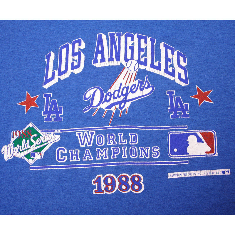 VINTAGE MLB LOS ANGELES DODGERS WORLD CHAMPIONS TEE SHIRT 1988 LARGE MADE USA