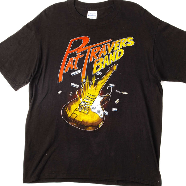 CAMISETA VINTAGE DE LA GIRA DE LA BANDA DE PAT TRAVERS DE 1987, TALLA GRANDE, FABRICADA EN EE. UU.