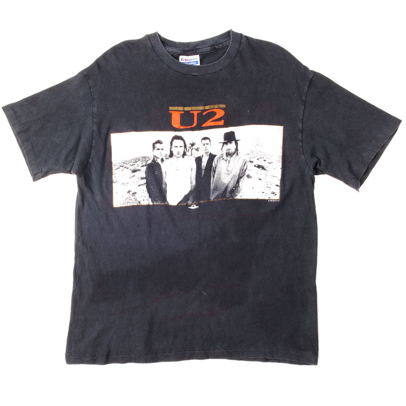 Vintage U2 The Joshua Tree Tour Fall 1987 Tee Shirt Size Medium Made In USA. Dark Blue