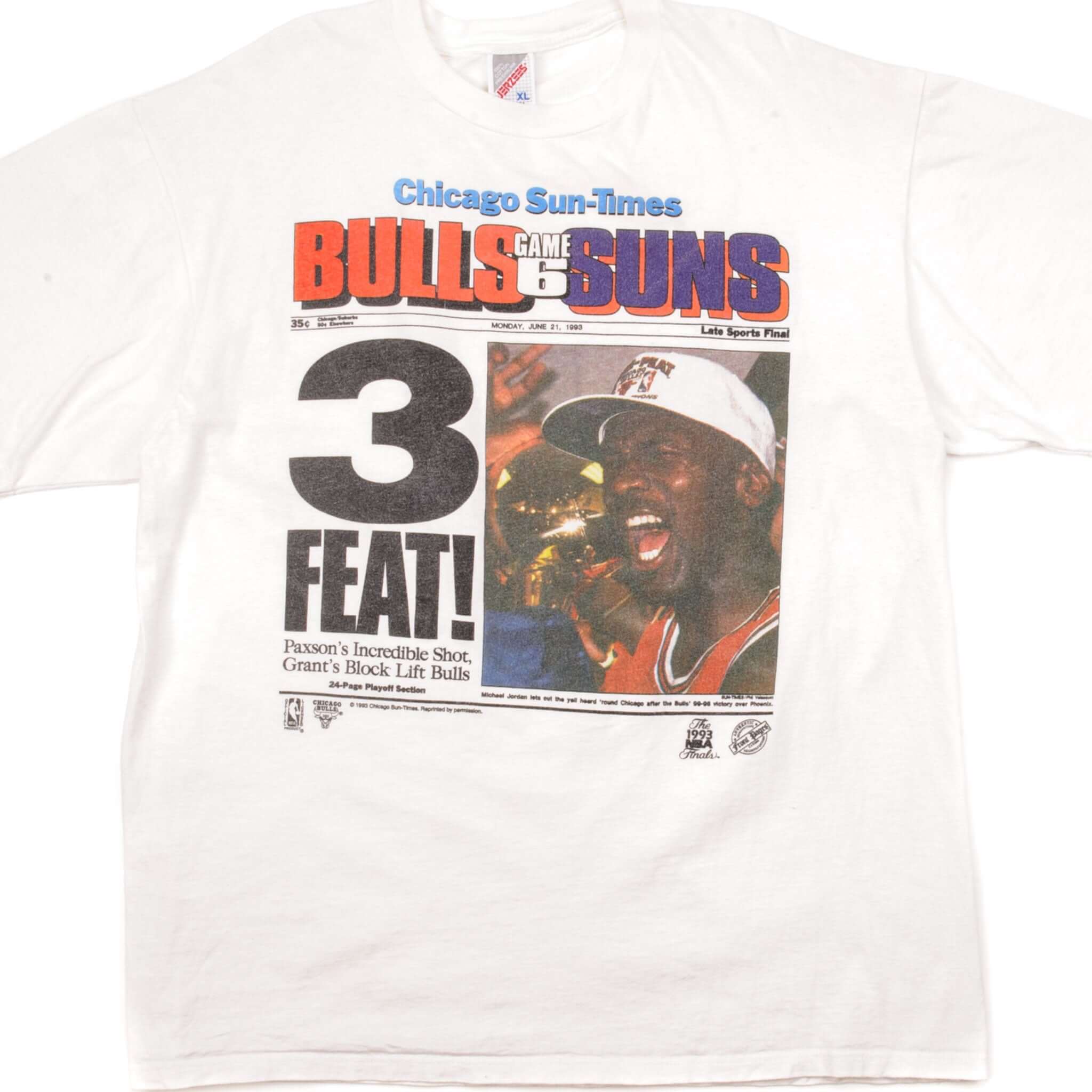 VINTAGE NBA CHICAGO BULLS VS SUNS TEE SHIRT 90'S SIZE LARGE MADE IN USA