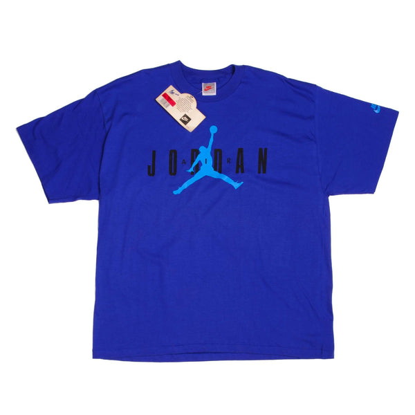 Vintage Blue Deadstock Nike Air Jordan Tee Shirt 1987-1992 Size Large Made In USA