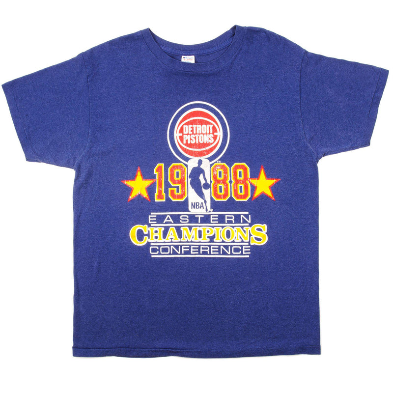 Vintage NBA Detroit Piston Eastern Champions Conference 1988 Tee Shirt Size Large Made In USA. BLUE