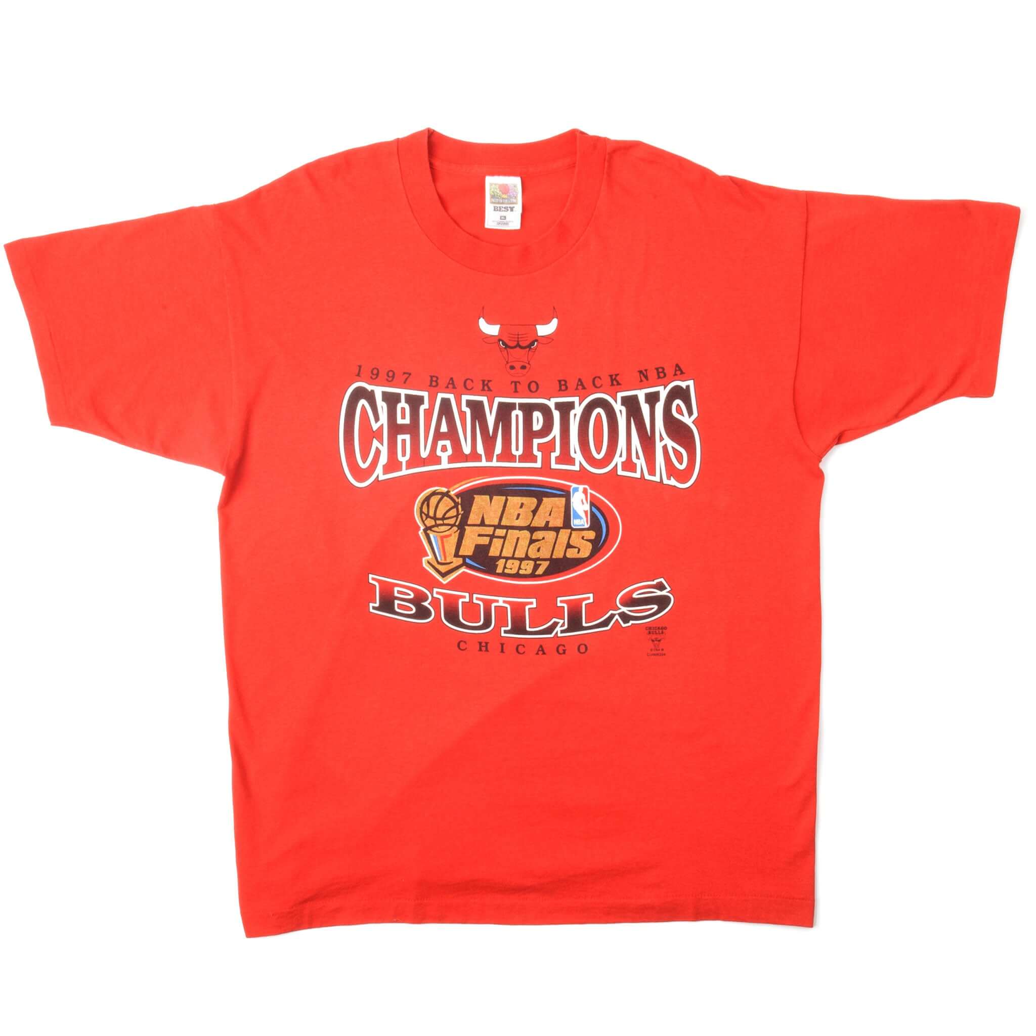 Vintage NBA Chicago Bulls 1987 Champions Tee Shirt Size XL Made In USA. RED
