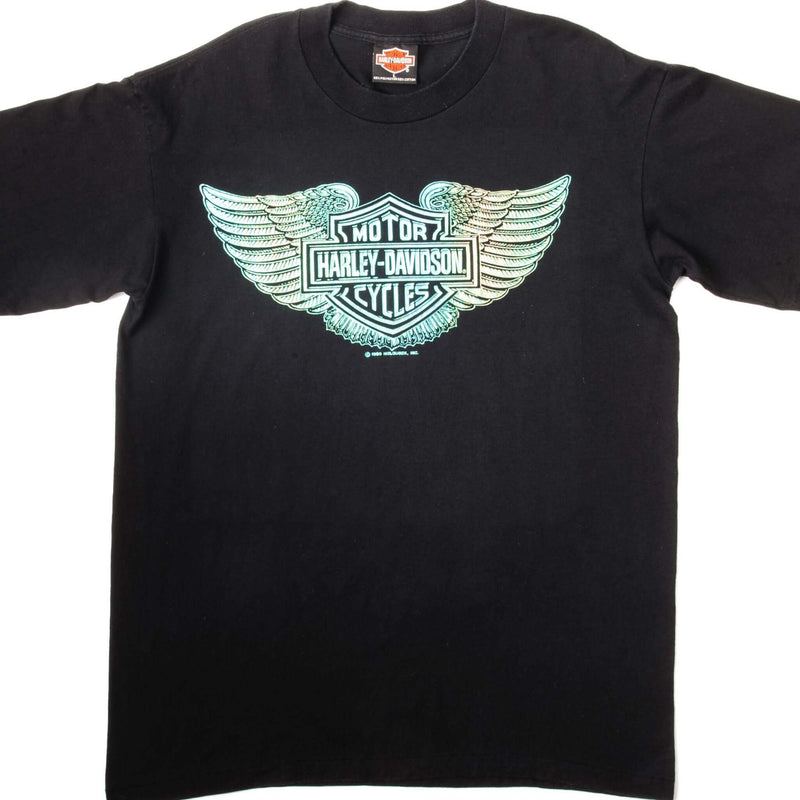 VINTAGE IRIDESCENT HARLEY DAVIDSON TEE SHIRT 1990 SIZE LARGE MADE IN USA