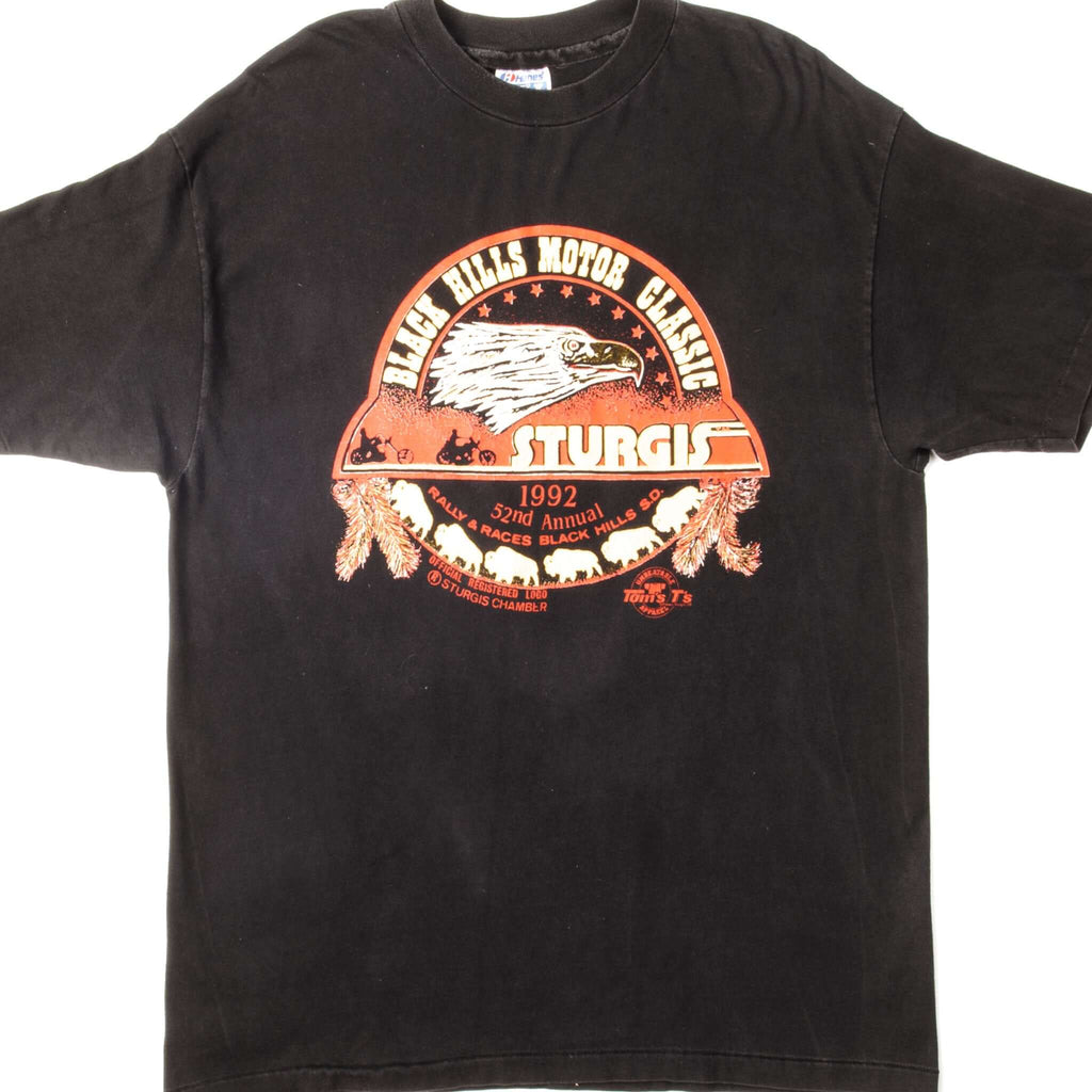 復古 BLACK HILLS MOTOR 經典 STURGIS T 卹 1992 年大尺碼美國製造