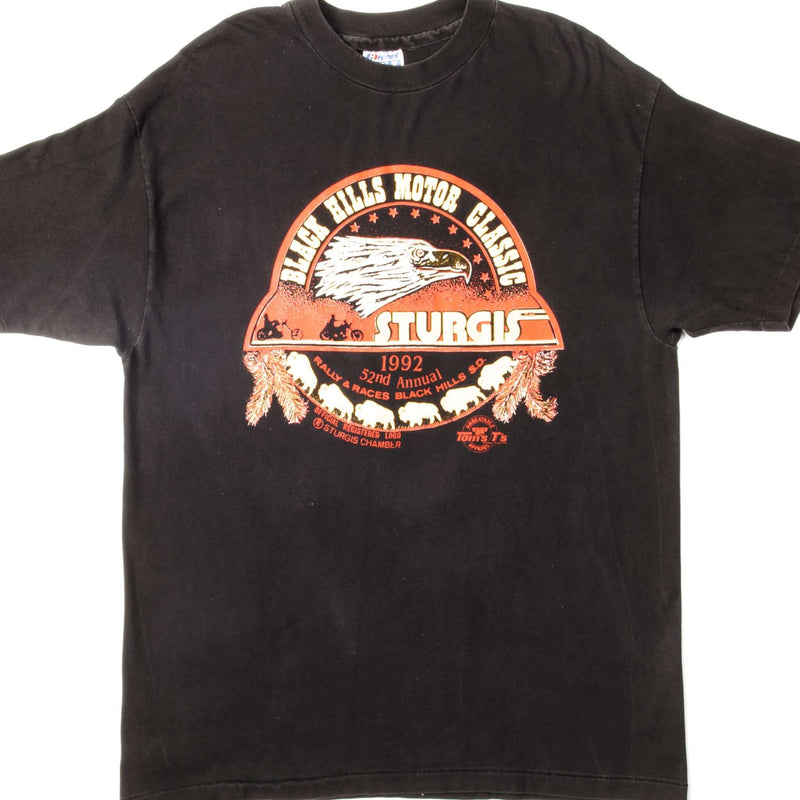 復古 BLACK HILLS MOTOR 經典 STURGIS T 卹 1992 年大尺碼美國製造