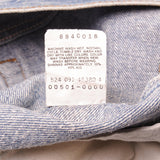Beautiful Indigo Levis 501 Jeans 1988-1993 Made in USA with a medium blue wash, a nice contrast of light and medium blue and some strong whiskers.  Size on Tag 35X34  ACTUAL SIZE 34X30  Back Button #524