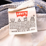 Beautiful Indigo Levis 501 Jeans 1990s Made in USA with a dark blue wash, a nice contrast of medium and dark blue and some light whiskers.  Size on Tag 36X32  ACTUAL SIZE 35X29  Back Button #524