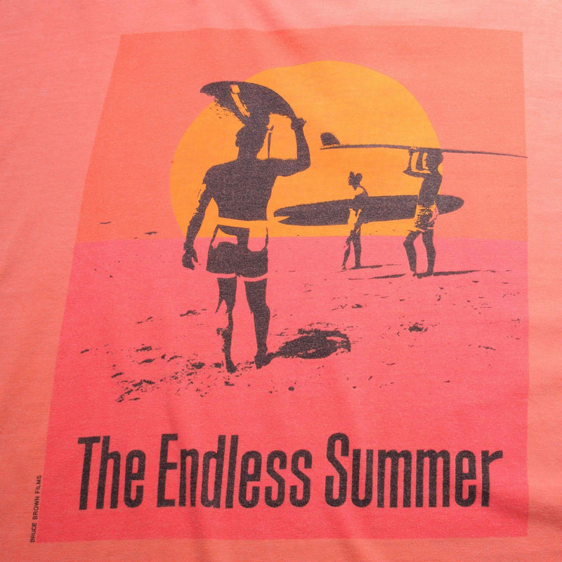 Vintage Crazy Shirt The Endless Summer Bruce Brown Films Tee Shirt 1980S Size XLarge Made In USA With Single Stitch Sleeves.