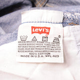 Beautiful Indigo Levis 501 Jeans 1990s Made in USA with a medium blue wash, a nice contrast of light and medium blue and some strong whiskers.  Size on Tag 35X38  ACTUAL SIZE 34X34  Back Button #524
