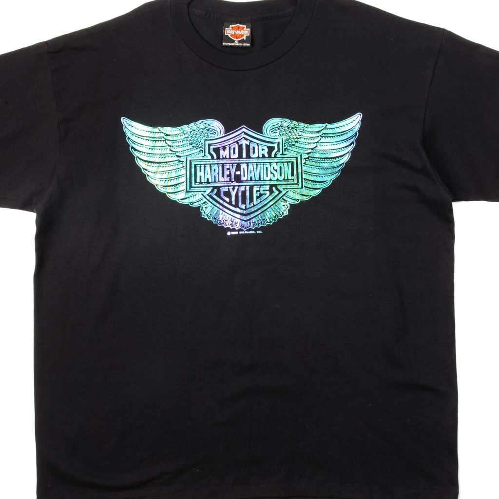 VINTAGE HARLEY DAVIDSON IRIDESCENT TEE SHIRT 1990 SIZE XL MADE IN USA