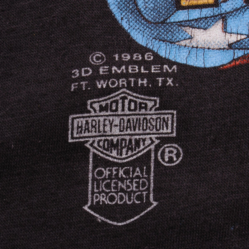 Vintage Harley Davidson 3D Emblem 1986 Tee Shirt Size Small With Single Stitch Sleeves