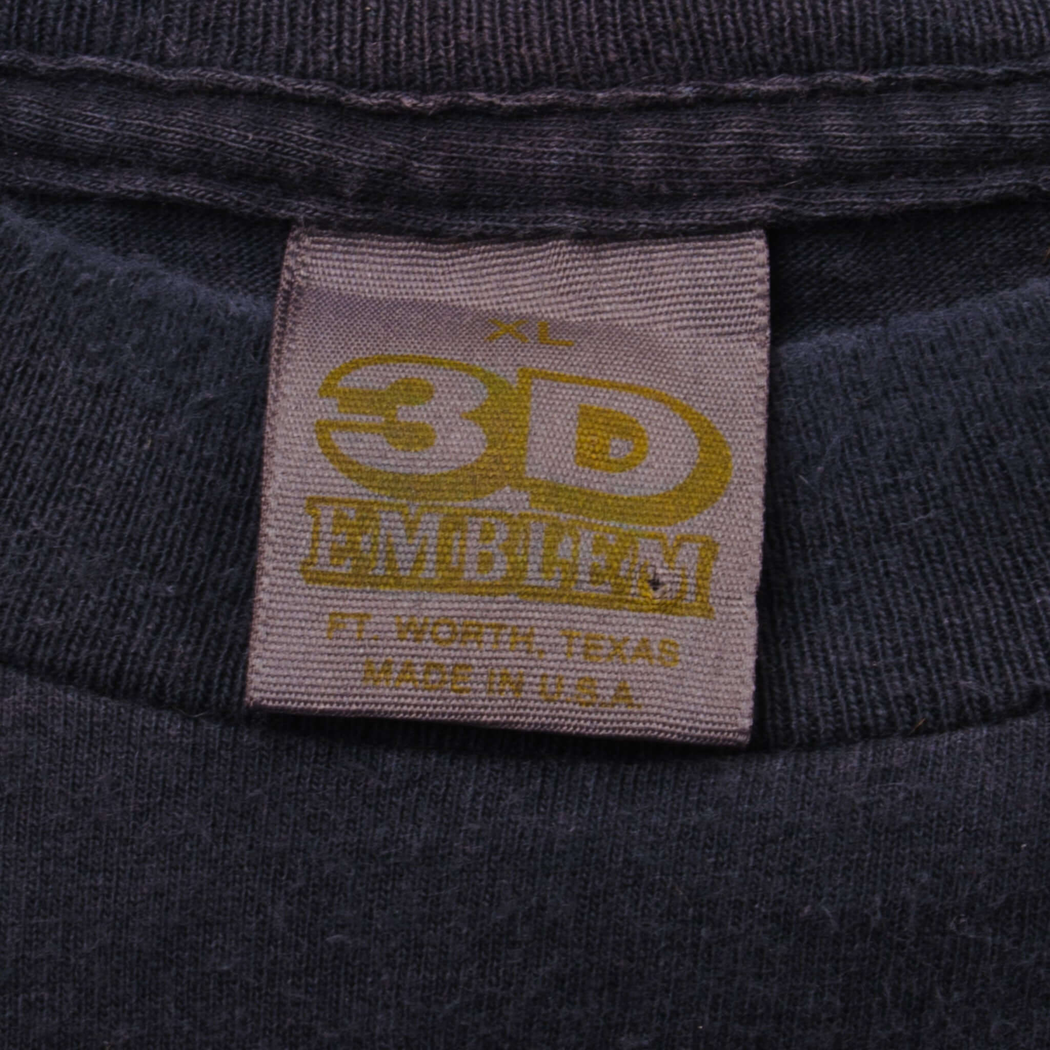 Vintage Black 3D Emblem Indian Chief head Custom Harlees Danville, Va 799-9001 1993 Tee Shirt Size XL With Single Stitch Made In USA