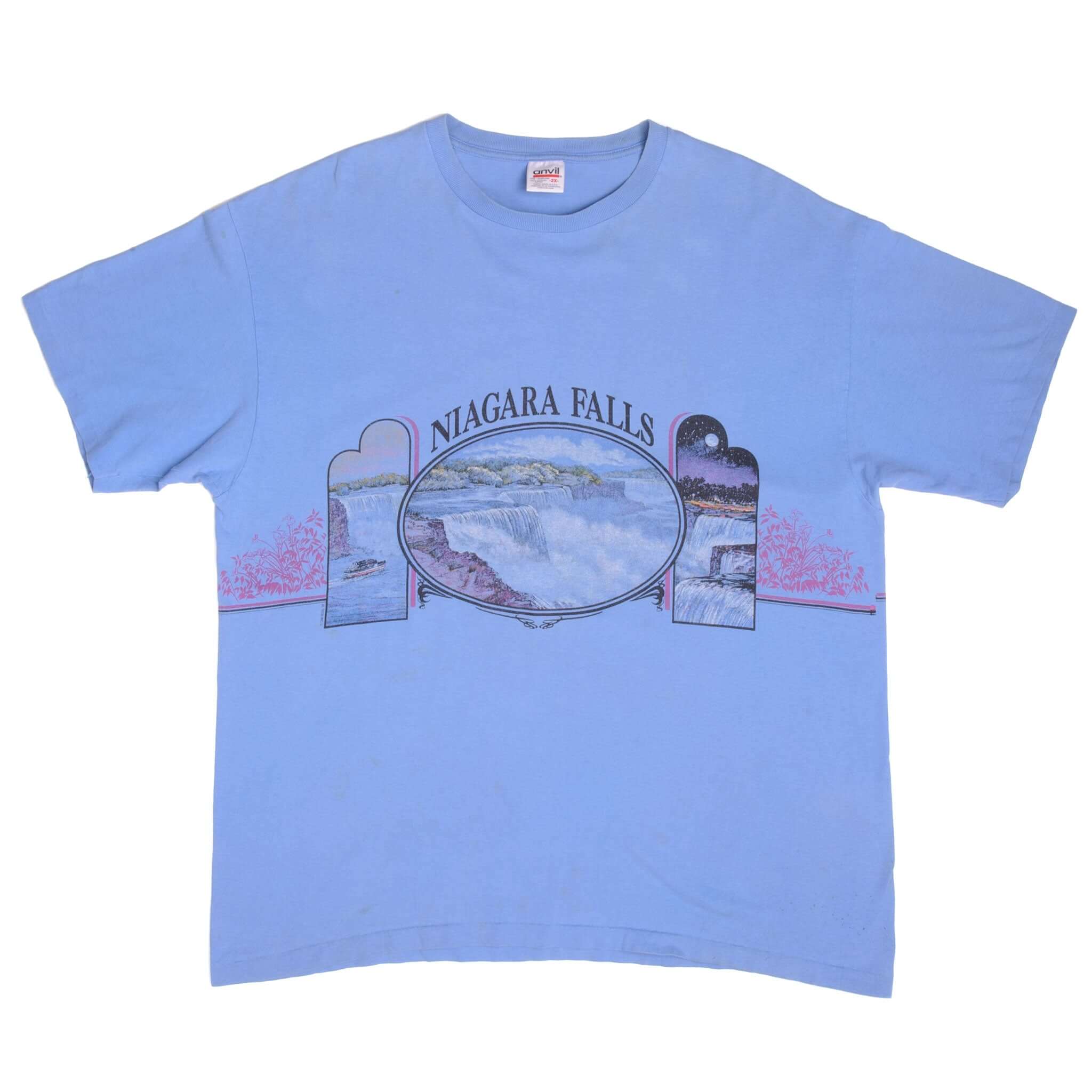 Vintage Niagara Falls All Over Print Souvenir Tee Shirt 1992 Size XLarge With Single Stitch Sleeves