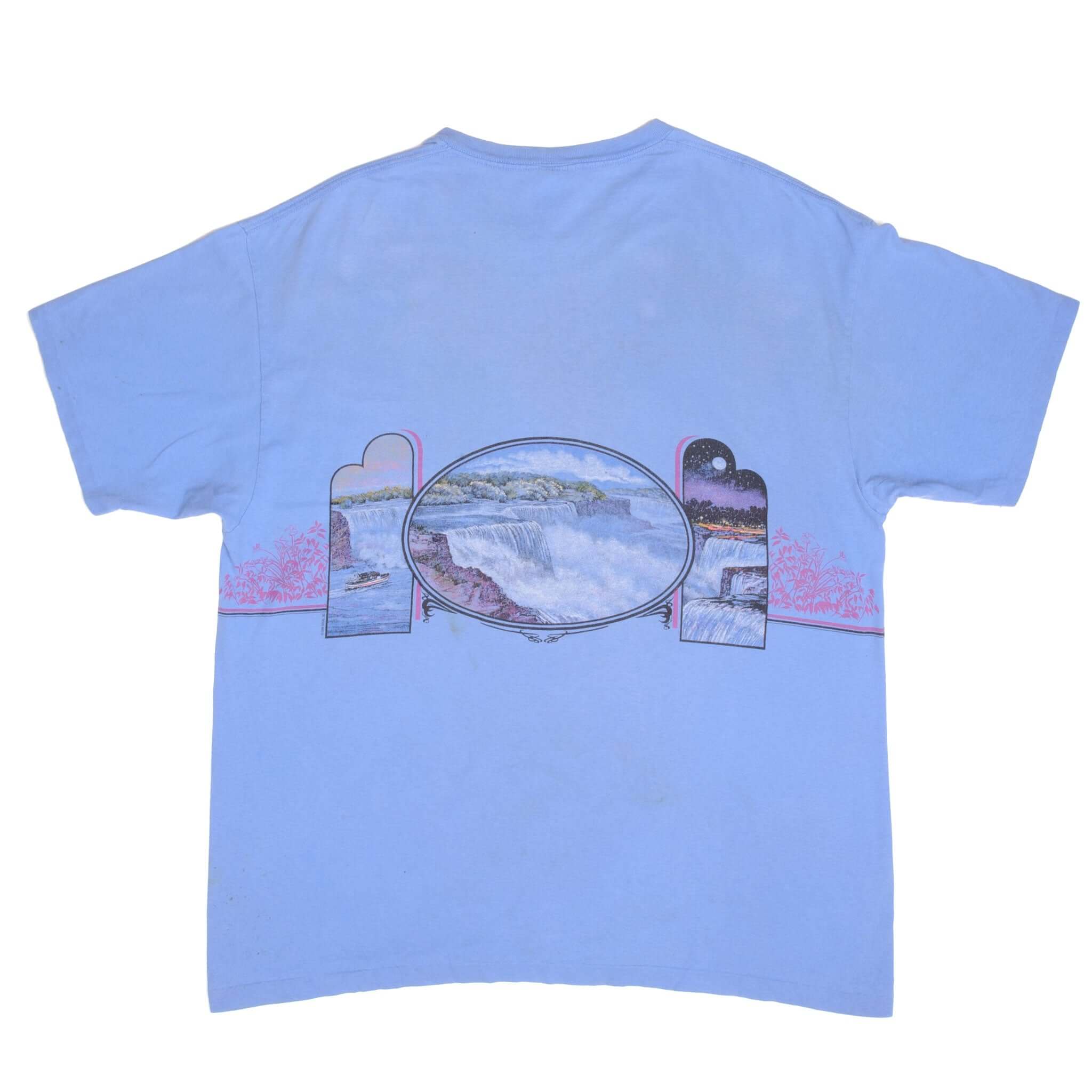 Vintage Niagara Falls All Over Print Souvenir Tee Shirt 1992 Size XLarge With Single Stitch Sleeves