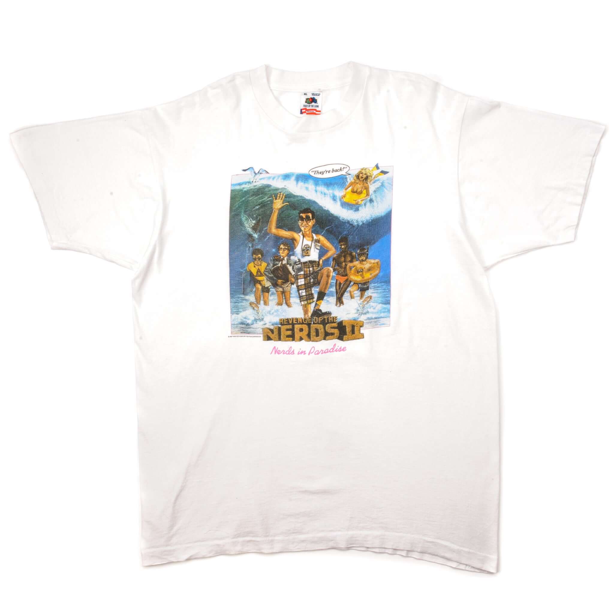 Vintage Revenge Of The Nerd 2 Nerds In Paradise Tee Shirt 1987 Size XL Made In USA.