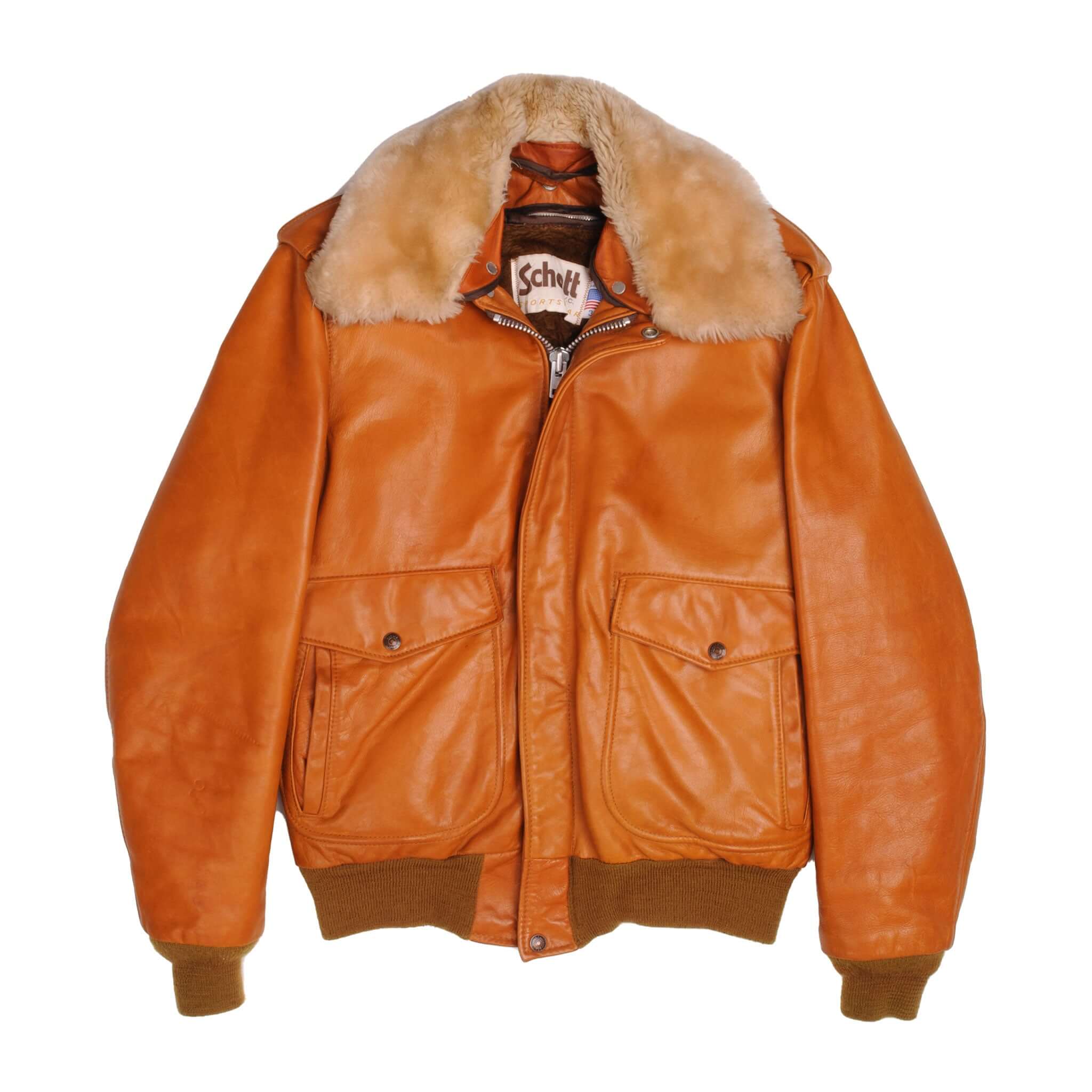 VINTAGE SCHOTT NYC BOMBER LEATHER JACKET 1970S 1980S SIZE 38
