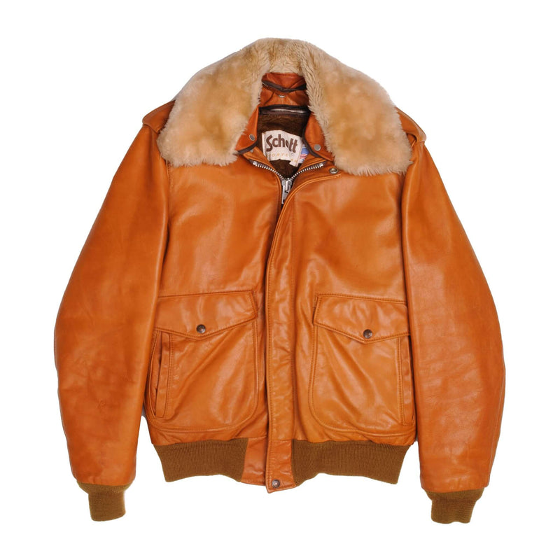 VINTAGE SCHOTT NYC BOMBER LEATHER JACKET 1970S 1980S SIZE 38