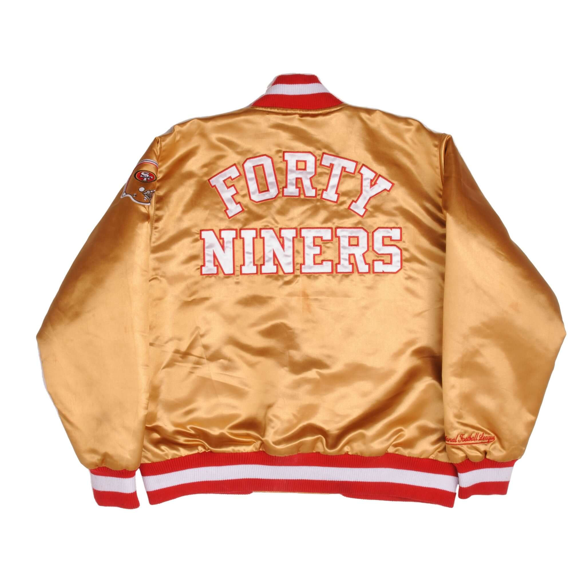 Vintage Golden National Football League San Francisco SF Forty Niners 49ers Bomber Jacket Size XLarge