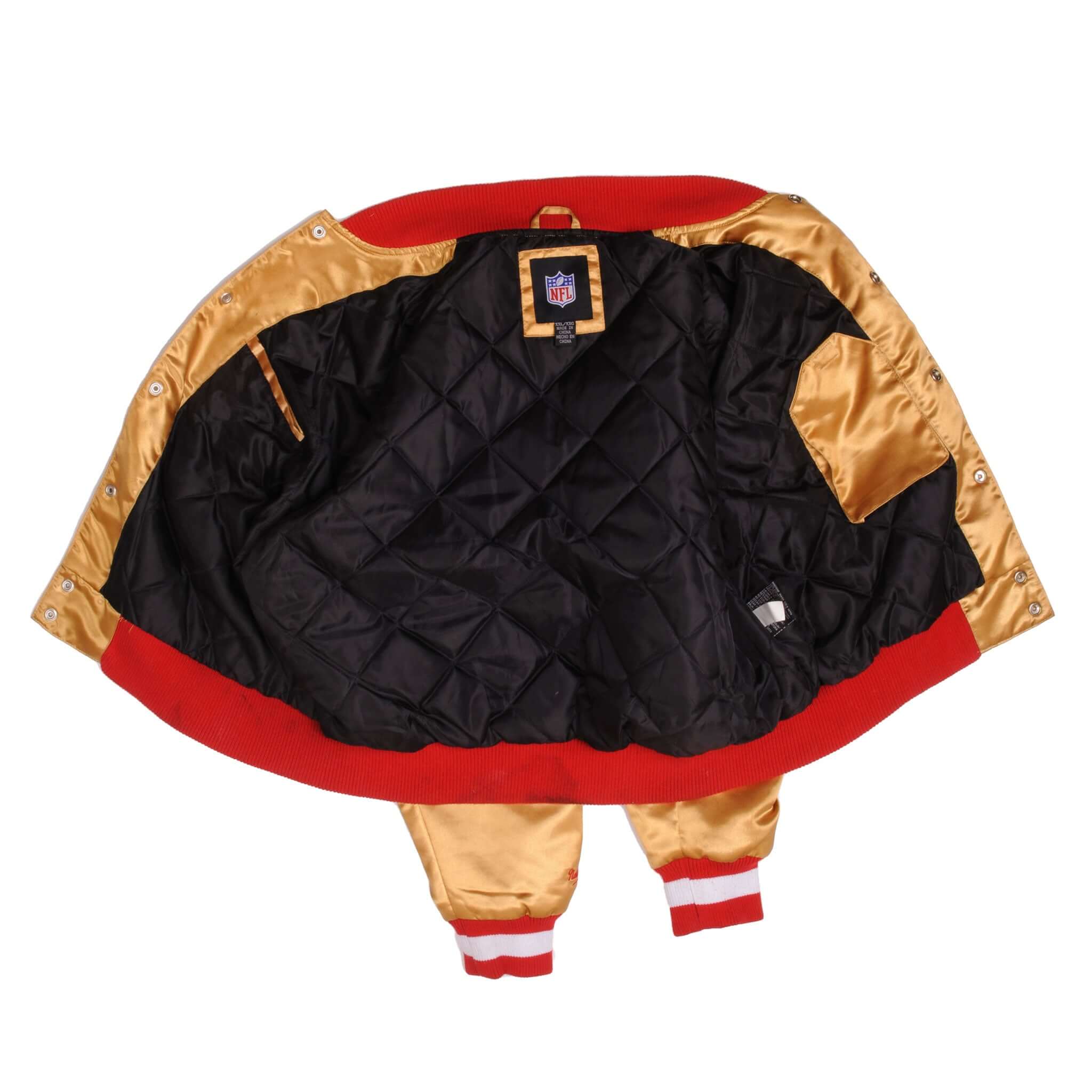 Vintage Golden National Football League San Francisco SF Forty Niners 49ers Bomber Jacket Size XLarge