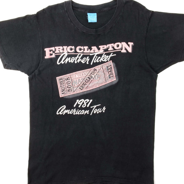 CAMISETA ANTIGUA DE ERIC CLAPTON ANOTHER TICKET AMERICAN TOUR 1981, PEQUEÑA, FABRICADA EN EE. UU.