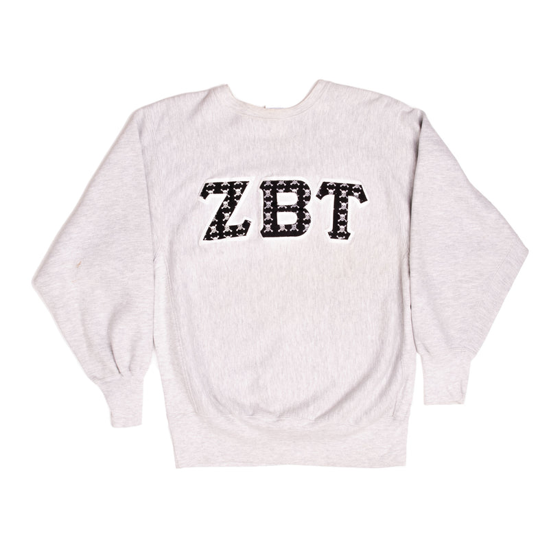 Vintage Champion Reverse Weave Fraternity ZBT Zeta Beta Tau Sweatshirt 1990S Size L Made In Usa