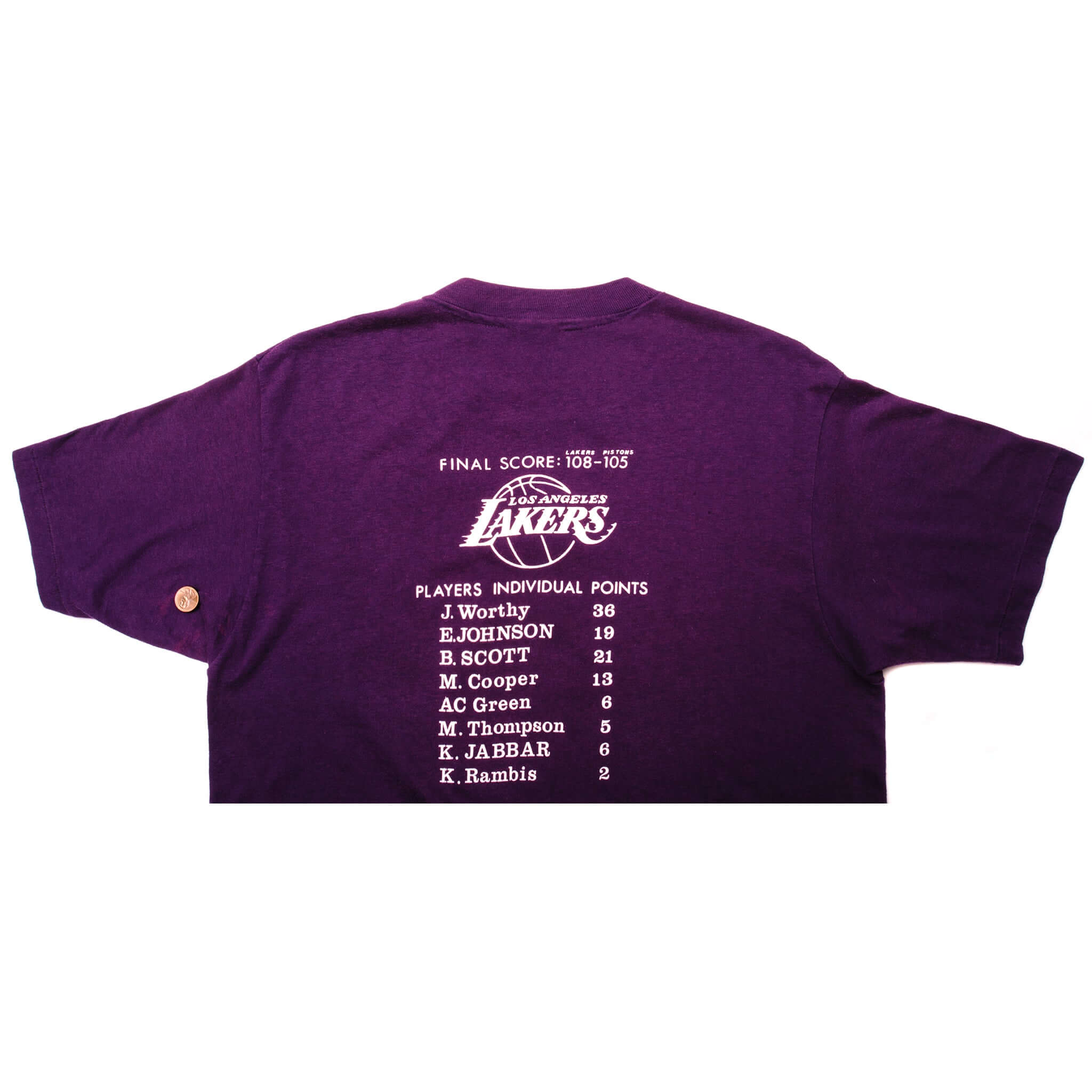 VINTAGE NBA LOS ANGELES LAKERS TEE SHIRT 1988 SIZE MEDIUM