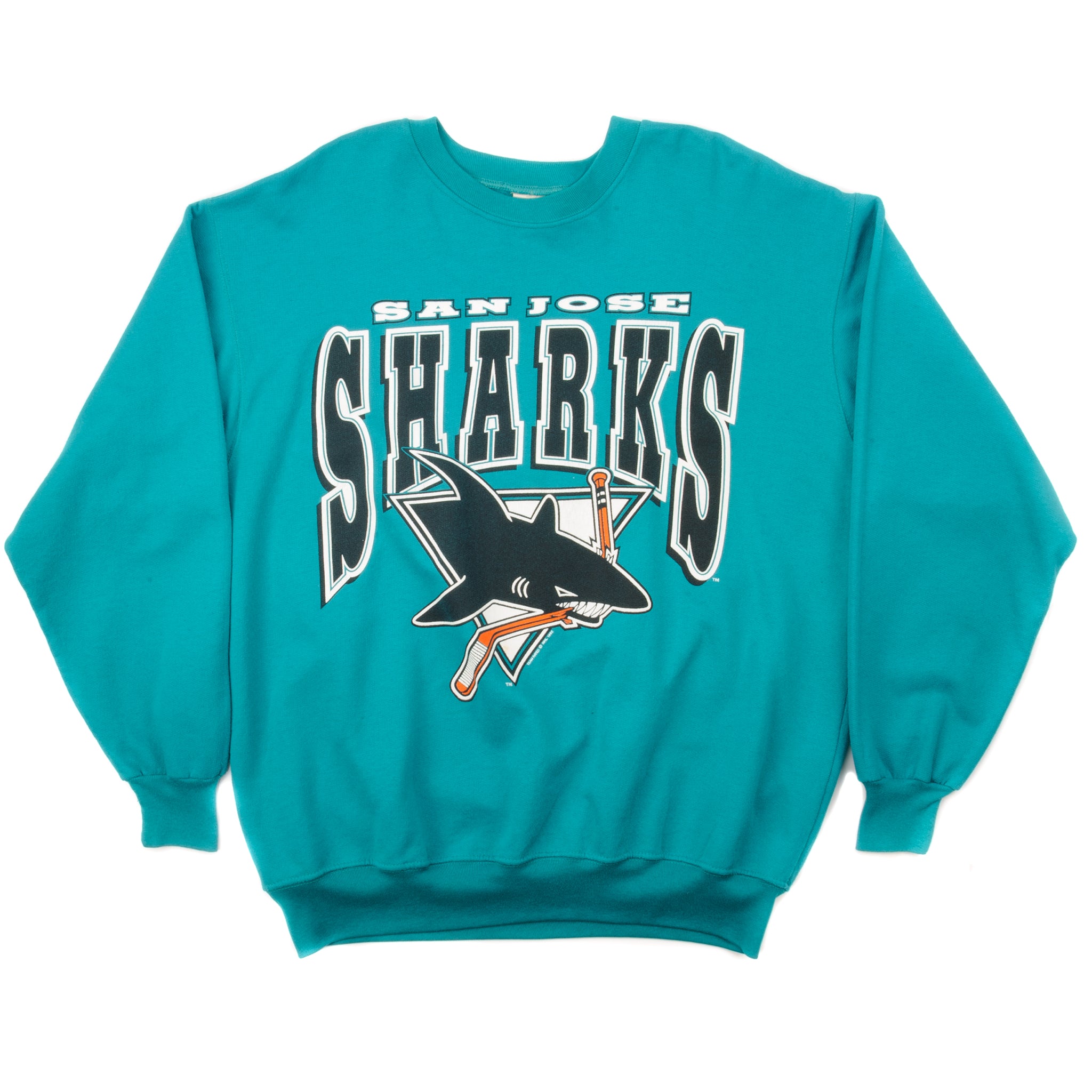 Vintage Logo 7 San Jose Sharks Teal NHL Crewneck Sweatshirt Sz XL USA NWT  DS 90s