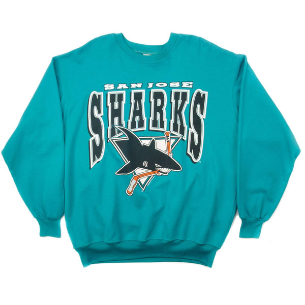 SUDADERA VINTAGE DE LOS SAN JOSE SHARKS DE LA NHL DE 1992, TALLA XL, FABRICADA EN EE. UU.