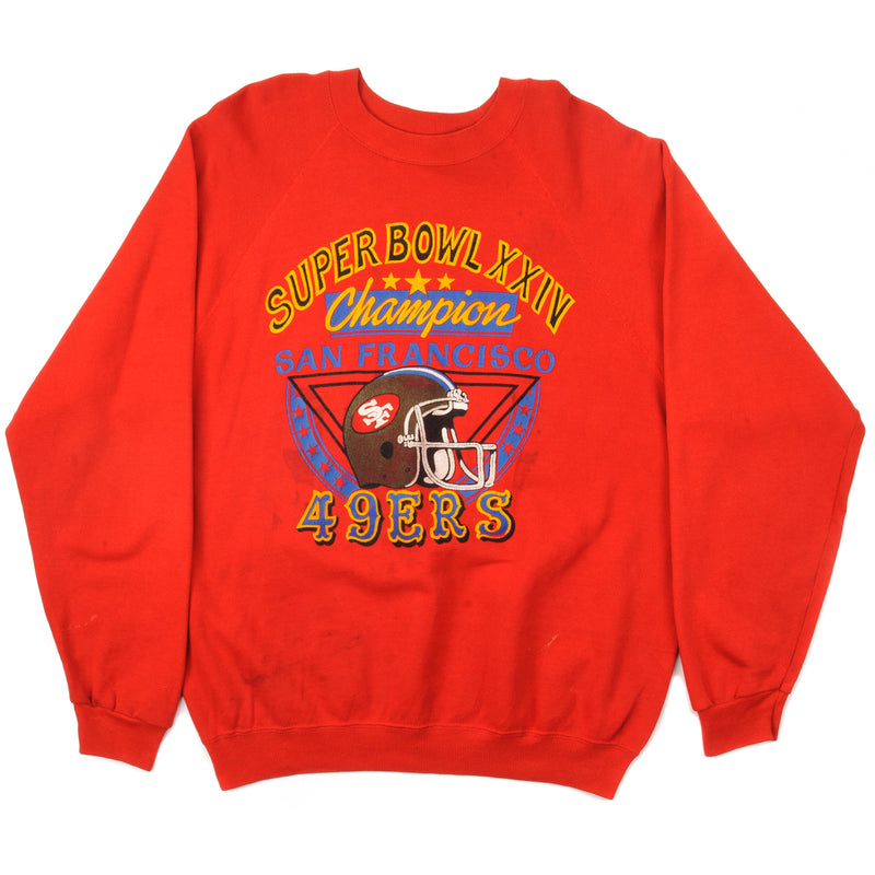 Vintage NFL San Francisco 49Ers Super Bowl XXIV Champion Sweatshirt 1990 Size XL Made In USA. RED