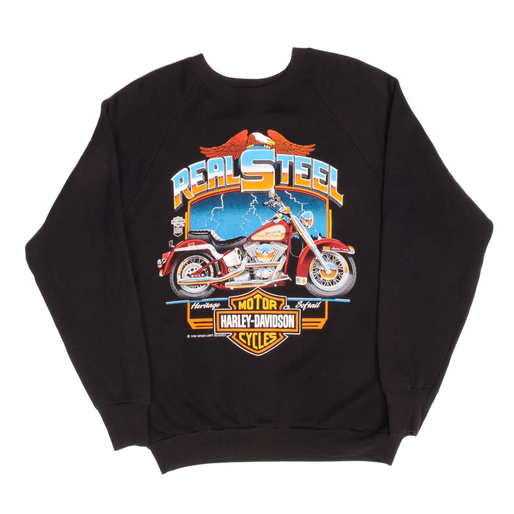 Vintage Harley Davidson Real Steel Sweatshirt Size Large 1988 Made In USA