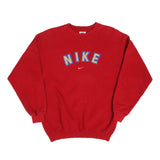Vintage Red Nike Centered Swoosh Sweatshirt 90s Size M Made In USA.