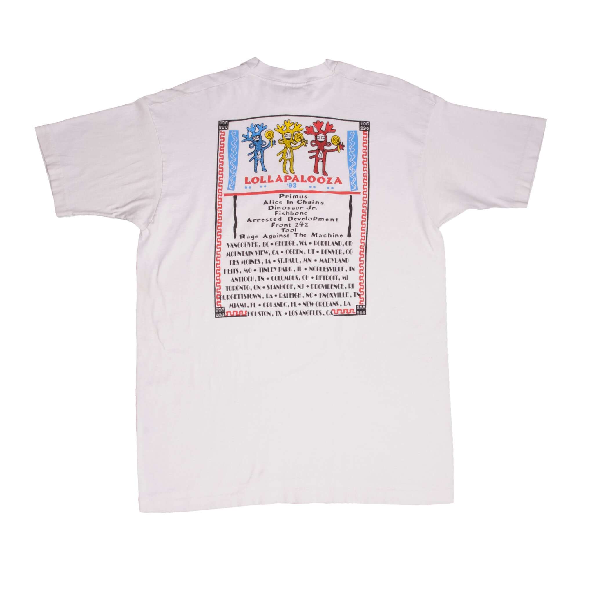 Vintage Alice In Chains Lollapalooza' 93 Tee Shirt 1994 Size XL Made In USA With Single Stitch Sleeves