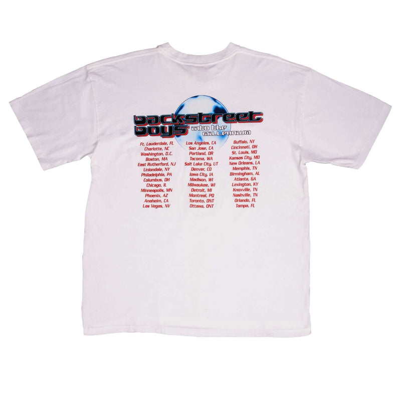 Vintage Back Street Boys With Nick Carter, Howie Dorough, AJ McLean, and cousins Brian Littrell and Kevin Richardson Millennium Tour Winterland Tee Shirt 1999 2000 Size XL