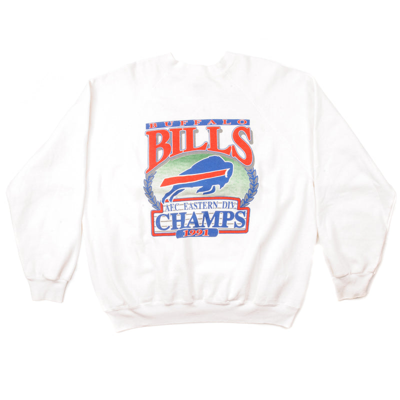 Vintage NFL Buffalo Bills Sweatshirt 1991 Size XL Made In USA. WHITE
