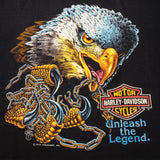 Vintage Harley Davidson Unleash The Legend Tee Shirt 1989 Size Large Made In USA With Single Stitch Sleeves.