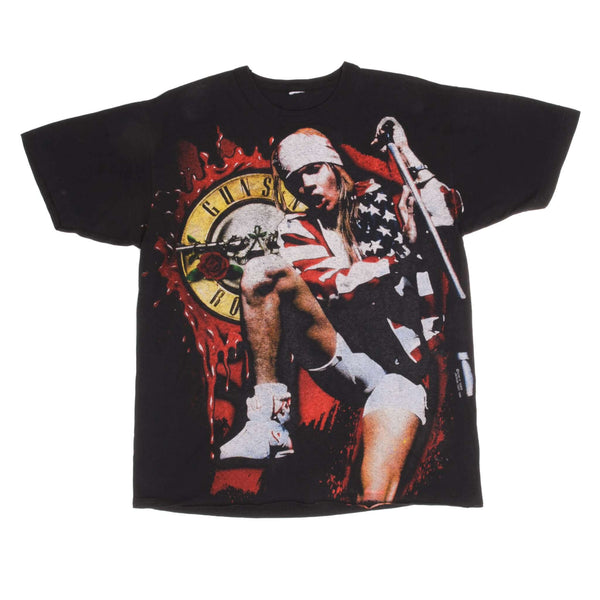 Vintage Original All Over Print Guns N' Roses European Tour 1995 Tee Shirt Size Large With Single Stitch Sleeves