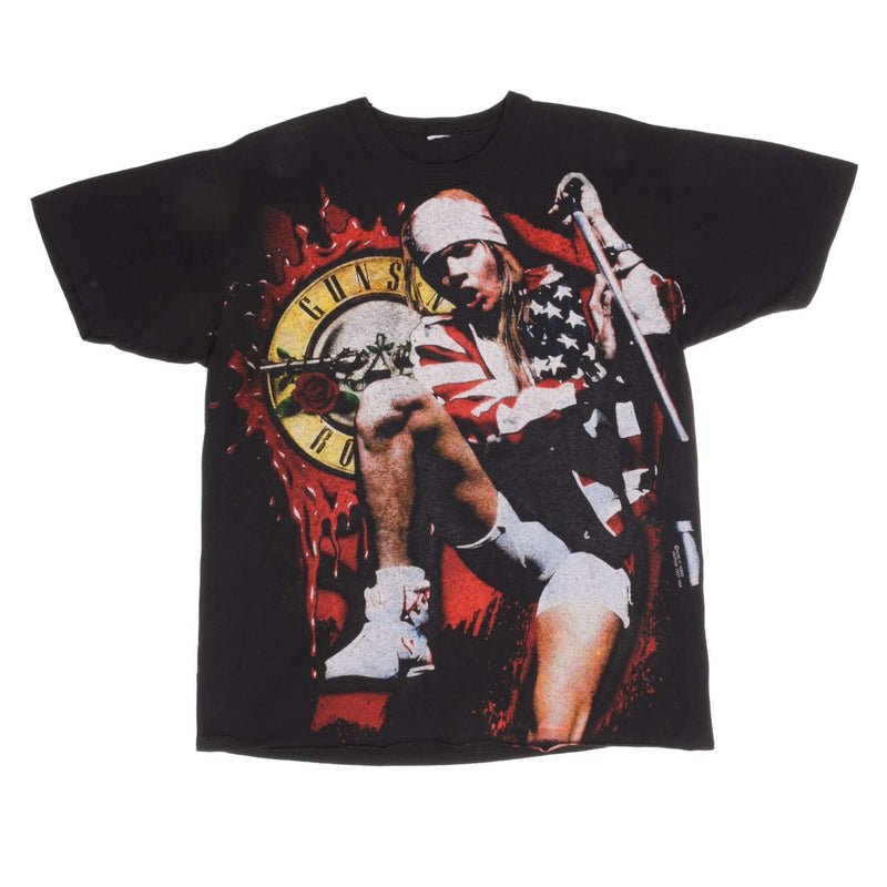 Vintage Original All Over Print Guns N' Roses European Tour 1995 Tee Shirt Size Large With Single Stitch Sleeves