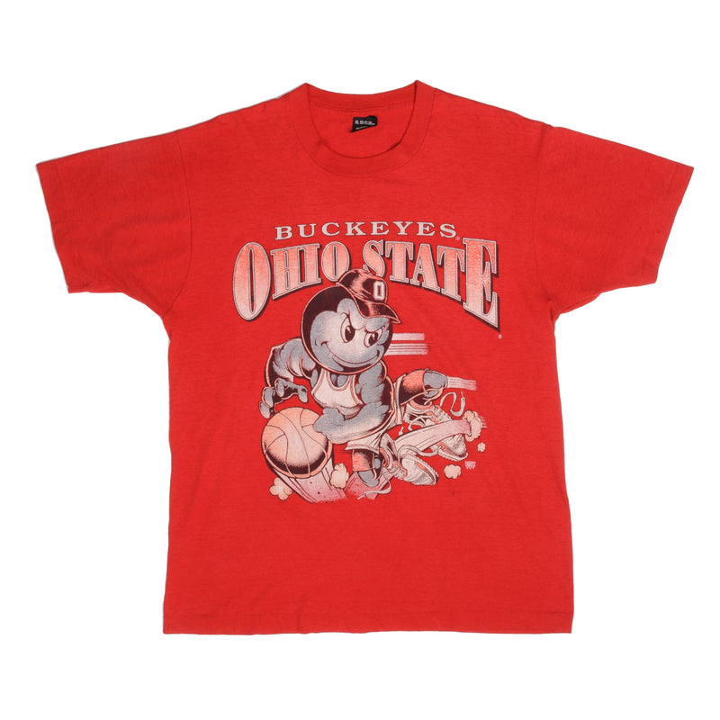 Vintage Ohio State Buckeyes Basketball Tee Shirt 1990S Size Large Made In USA With Single Stitch Sleeves