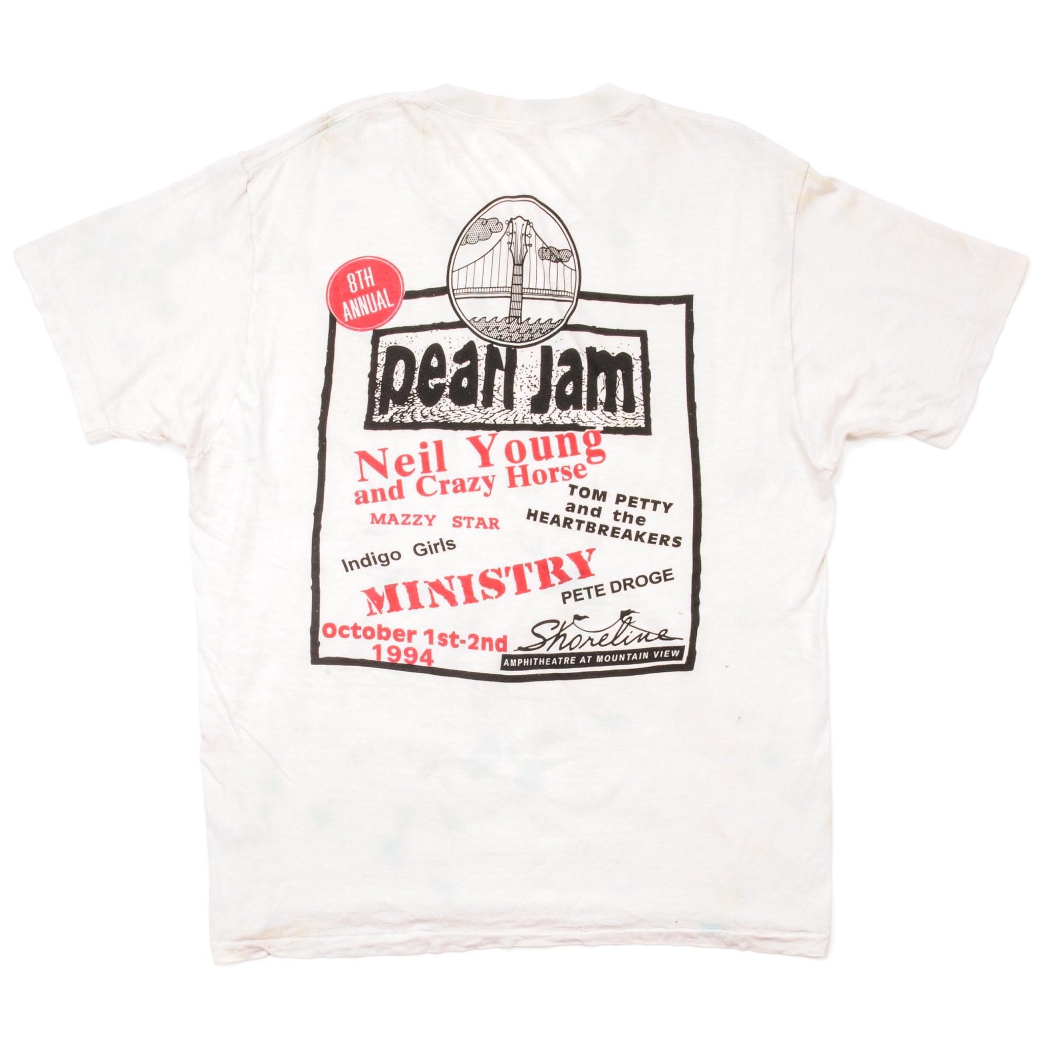 Vintage 1994 Pearl Jam Freak Shallow Puppet Concert Tour T Shirt XL White  RARE