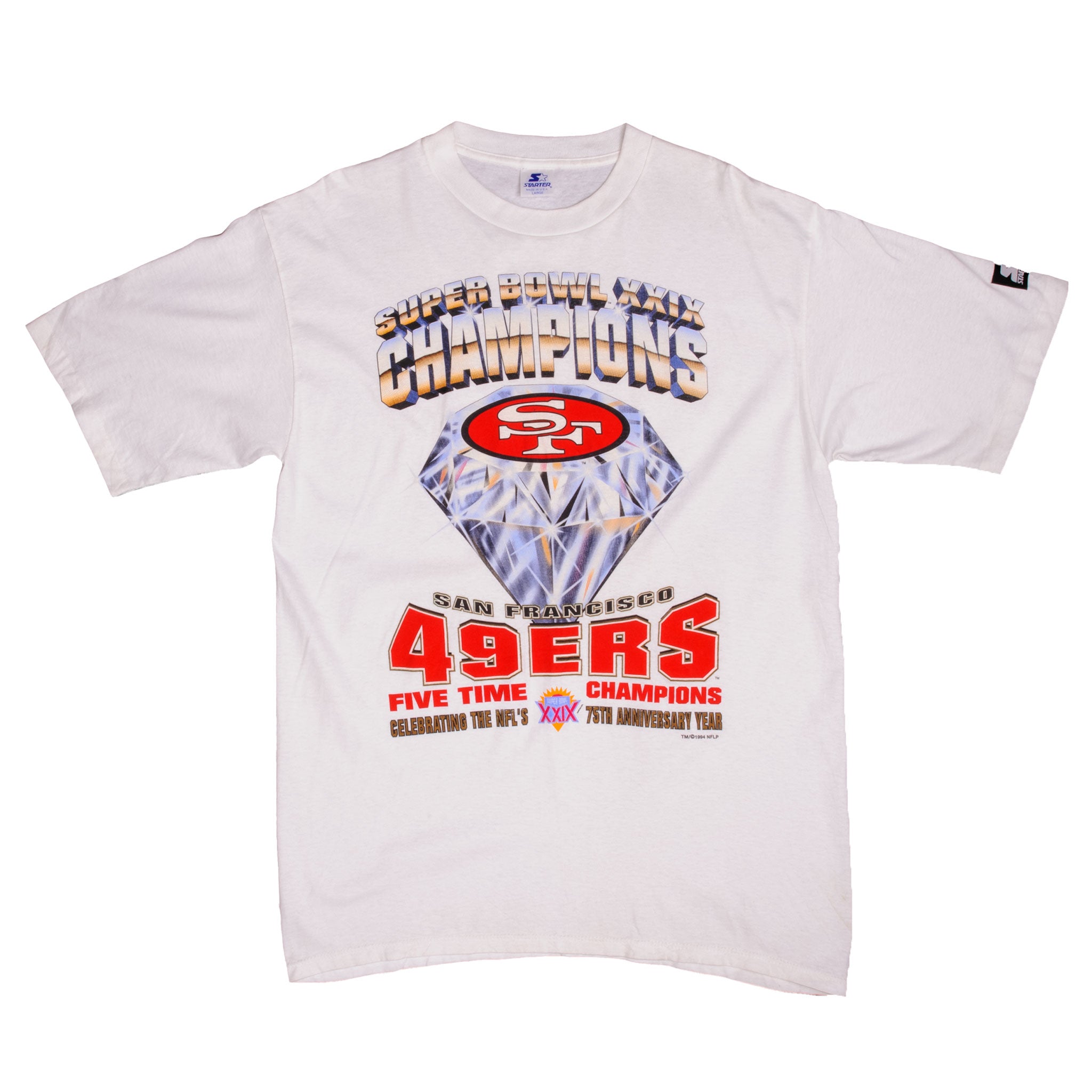 Sports / College Vintage NFL San Francisco 49ers 5 Times Champions Tee Shirt 1994 Large Made USA