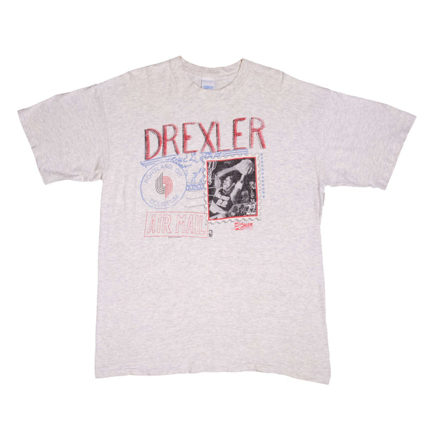 Vintage NBA Clyde Drexler Portland Oregon Tee Shirt 1990 Size XLarge With Single Stitch Sleeves
