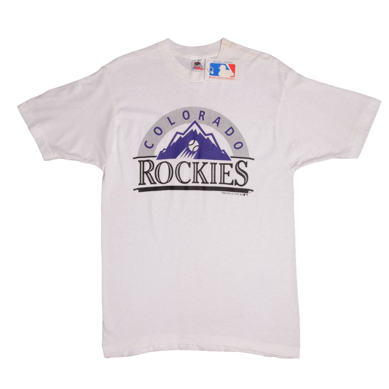 90s Colorado Rockies MLB Baseball Silver Glitter t-shirt Large